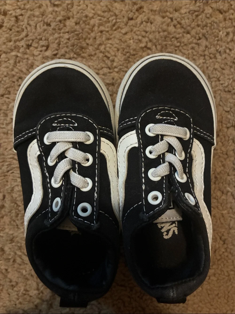 Vans Kids Black and White Canvas Skate Sneakers